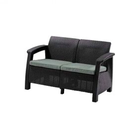   Corfu love seat, grafit színben, világos szürke párnával