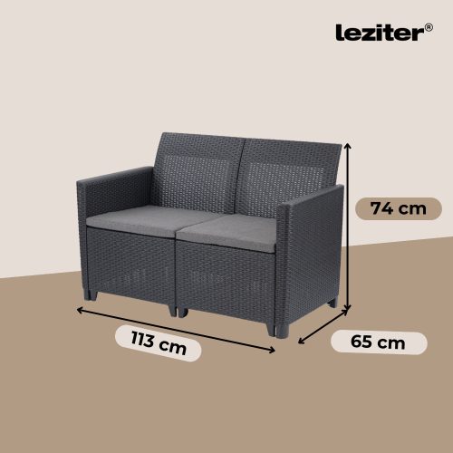Claire 2 üléses műrattan kerti kanapé grafit