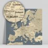 Európa térkép, vászonkép országok szürke