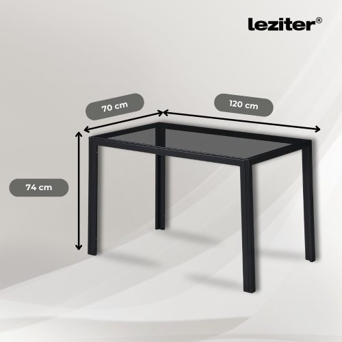 Clara 120 cm szögletes üveg étkezőasztal fekete