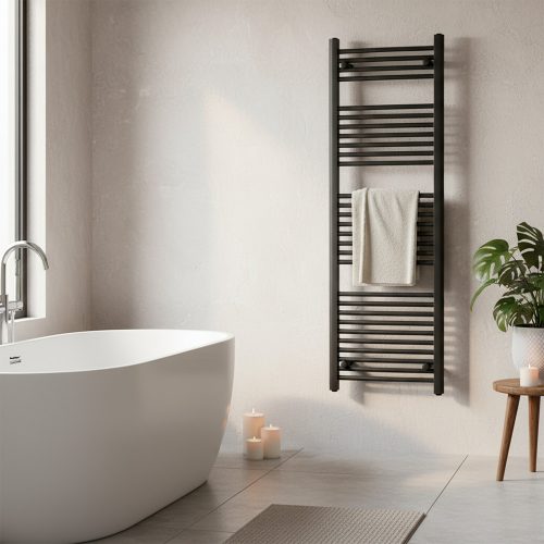 Egyenes törölközőszárító radiátor 1600x600 mm fekete