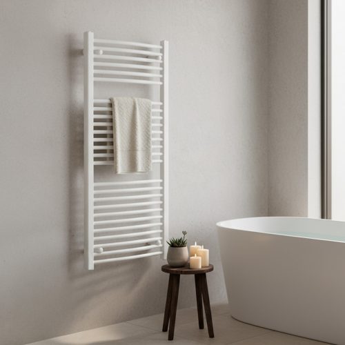 Íves törölközőszárító radiátor 1200x600 mm fehér
