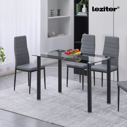 Riona 120 cm szögletes üveg étkezőasztal fekete