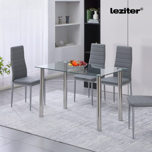 Berna 120 cm szögletes üveg étkezőasztal transparent