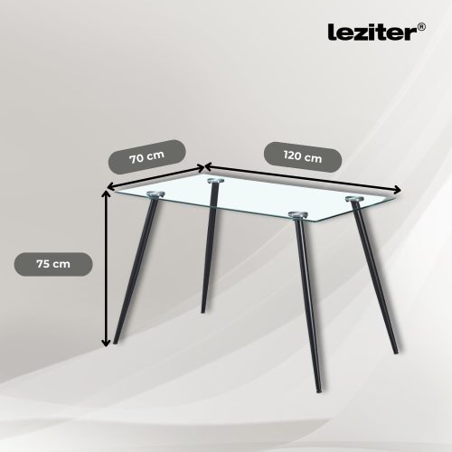 Lana 120 cm szögletes üveg étkezőasztal fekete