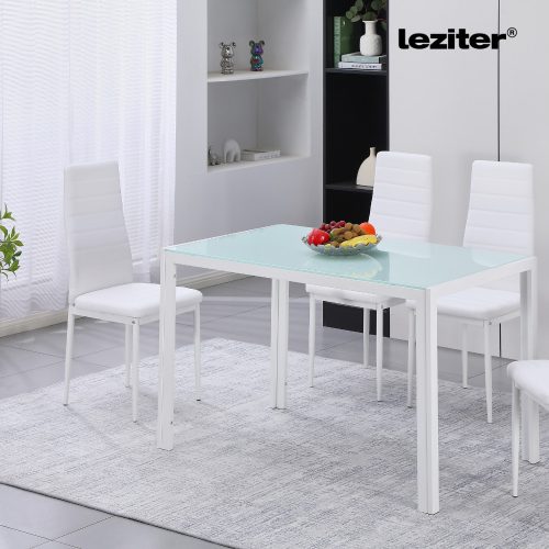 Ezra 120 cm szögletes üveg étkezőasztal fehér