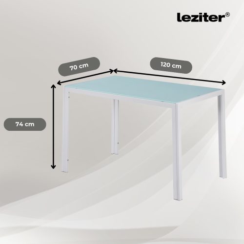 Ezra 120 cm szögletes üveg étkezőasztal fehér