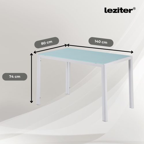 Ezra 140 cm szögletes üveg étkezőasztal fehér