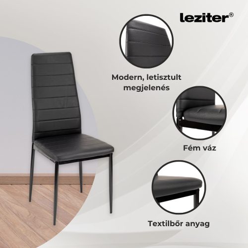 Tino NOVA Étkezőszék fekete textilbőr + fém - fekete