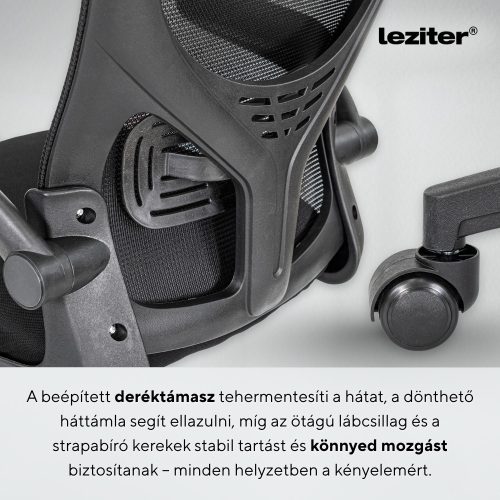 Flexo ergonomikus irodai forgószék deréktámasszal fekete