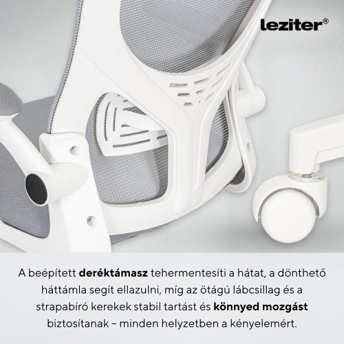 Flexo ergonomikus irodai forgószék deréktámasszal fehér