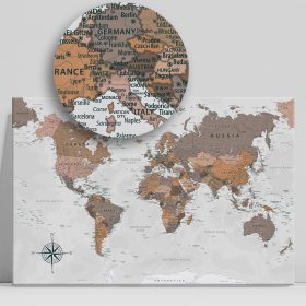   Gama 200x133 falitérkép, világtérkép utazóknak vászon 2 és 4 cm-es kivitelben